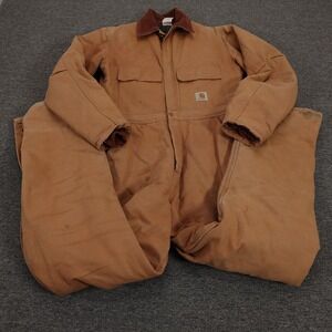 Vintage Carhartt Coveralls Mens Large Brown Duck Canvas Insulated Work Y2K